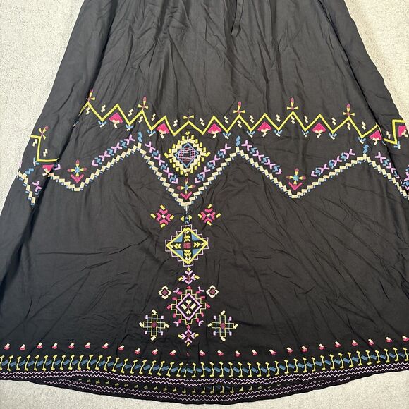 NWT Anthropologie Maxi Dress Women’s Size S Black Southwestern Aztec Embroidered - Picture 8 of 11
